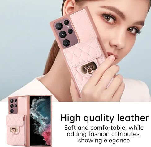 Asuwish Phone Case for Samsung Galaxy S22 Ultra 5G Wallet Cover with Credit Card Holder Shoulder Crossbody Strap Long Lanyard Leather Cell Accessories S22ultra 22S S 22 S22ultra5g 6.8 Women Men Purple in Saudi Arabia