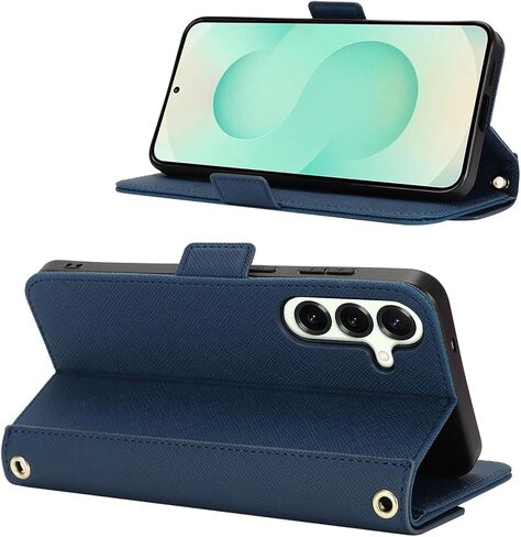 Jaorty Crossbody Wallet for Samsung Galaxy S25 Plus Case with Long Shoulder Strap,S25+ Case Credit Card Holder 6.7",PU Leather Handbag Purse Kickstand Make Up Mirror Cover Case for Women Girls,Blue in Saudi Arabia