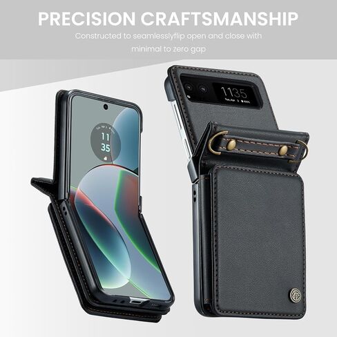Classic PU Leather Flip Case for Motorola Razr 2023 with Card Holder & Crossbody Strap - Green in Saudi Arabia