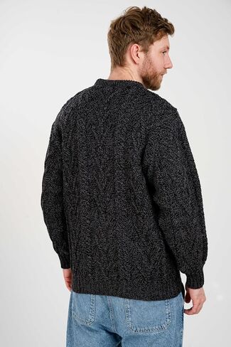 SAOL 100% Merino Wool Men's Irish Traditional Aran Crew Neck Cable Knit Sweater Pullover in Kuwait