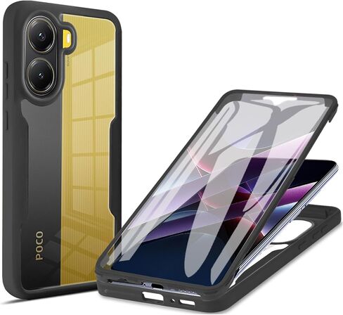for Xiaomi Poco X7 Pro Clear Case with Screen Protector, Dual Layer Full Body Shockproof Dustproof All-Inclusive Cover Case for Xiaomi Poco X7 Pro QB-Black in Saudi Arabia