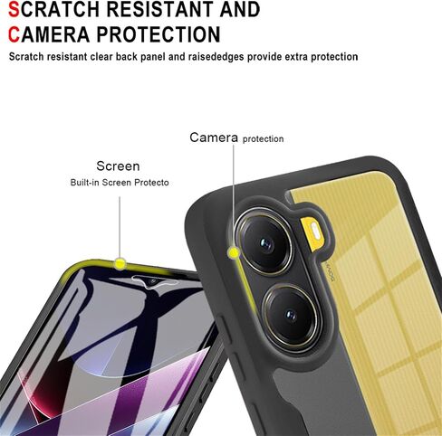 for Xiaomi Poco X7 Pro Clear Case with Screen Protector, Dual Layer Full Body Shockproof Dustproof All-Inclusive Cover Case for Xiaomi Poco X7 Pro QB-Black in Saudi Arabia
