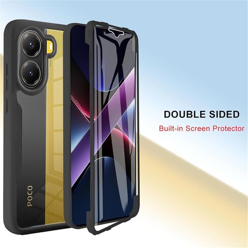 for Xiaomi Poco X7 Pro Clear Case with Screen Protector, Dual Layer Full Body Shockproof Dustproof All-Inclusive Cover Case for Xiaomi Poco X7 Pro QB-Black in Saudi Arabia