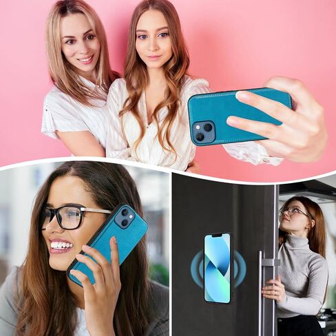Asuwish Phone Case for iPhone 13 Mini 5.4 inch Zipper Wallet Cell Cover with Tempered Glass Screen Protector Strap Flower Card Holder iPhone13mini i-Phone 13minicase i iPhone13 13mini Women Girls Blue in Kuwait