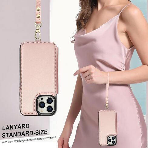 Asuwish Phone Case for iPhone 14 Pro 6.1 inch Zipper Wallet Cover with Tempered Glass Screen Protector and RFID Blocking Card Holder Cell iPhone14Pro 5G i i-Phone i14 iPhone14 4 14Pro Women Rose Gold in Saudi Arabia
