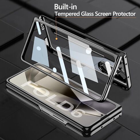 for Samsung Galaxy Z Fold 5 Clear Case with S Pen Holder & S Pen, Transparent Crystal Plating Case with Screen Protector, Luxury Shockproof Anti-Scratch Cover for Z Fold 5(Black+Black Pen) in Saudi Arabia