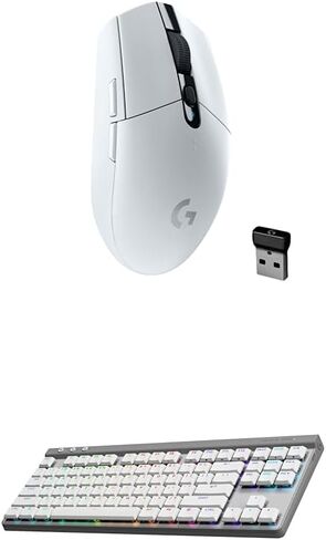 Logitech G305 Lightspeed Wireless Gaming Mouse + G515 TKL Wireless Gaming Keyboard (Tactile) Bundle: White in Kuwait