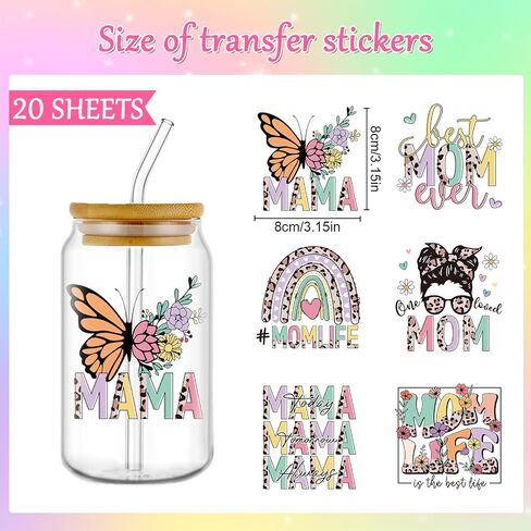 Vintage UV DTF Cup Wrap - 20 Sheets Flower Bird UV DTF Cup Wraps for 16 oz Cardinal Dragonfly Bee UVDTF Decals for Glass Cups Waterproof Nature Rub on Transfer Stickers DIY Crafts in Kuwait