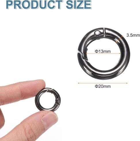 HARFINGTON Spring O Ring Clip, Metal Spring Clasp Key Ring, Round Keychain Snap Buckle Accessories for Purse Shoulder Bag Lanyard Leather DIY Crafts in Saudi Arabia