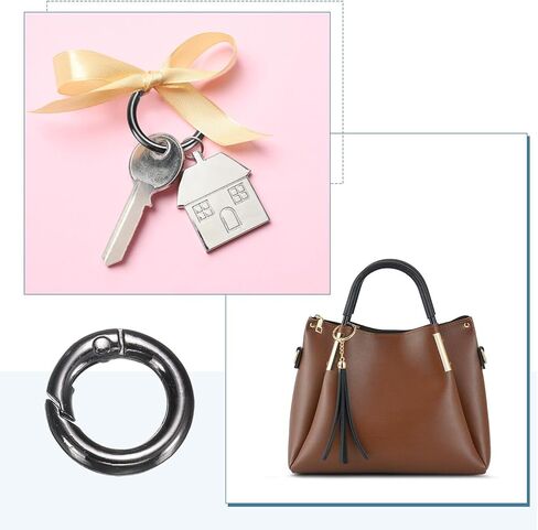 HARFINGTON Spring O Ring Clip, Metal Spring Clasp Key Ring, Round Keychain Snap Buckle Accessories for Purse Shoulder Bag Lanyard Leather DIY Crafts in Saudi Arabia