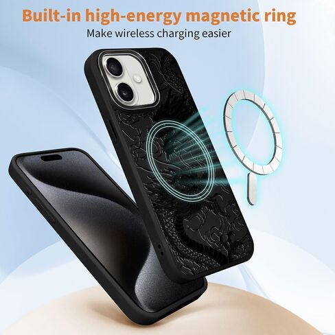 DAIZAG Case for iPhone 16, [Durable Shockproof Protective Magnetic Cover] [Compatible with MagSafe],Dragons Black in Saudi Arabia