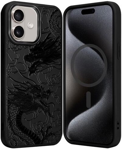 DAIZAG Case for iPhone 16, [Durable Shockproof Protective Magnetic Cover] [Compatible with MagSafe],Dragons Black in Saudi Arabia