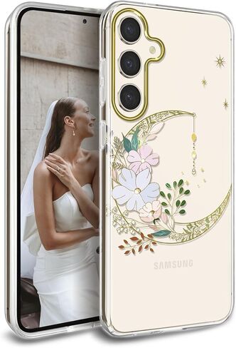 Jiaxiufen لـ Galaxy S25 Case Sparkle Glitter Retro Dois Paint Plant Flower Design Slim Froofchproof Cover Case for Samsung Galaxy S25 5G 6.2 Inch Mint Colorful in Kuwait
