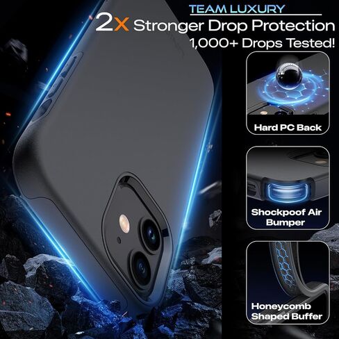 TEAM LUXURY for iPhone 12 Case/iPhone 12 Pro Case, Shockproof Rugged Protective Phone Cover - Wireless Charging Compatible [Updated Gen-II] - (Black) in Saudi Arabia