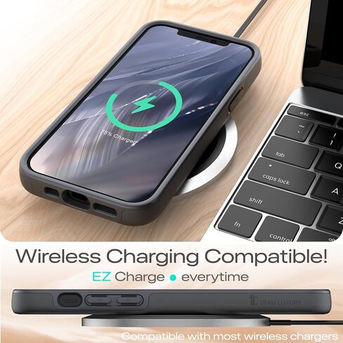 TEAM LUXURY for iPhone 12 Case/iPhone 12 Pro Case, Shockproof Rugged Protective Phone Cover - Wireless Charging Compatible [Updated Gen-II] - (Black) in Saudi Arabia