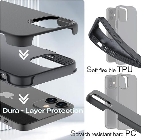 TEAM LUXURY for iPhone 12 Case/iPhone 12 Pro Case, Shockproof Rugged Protective Phone Cover - Wireless Charging Compatible [Updated Gen-II] - (Black) in Saudi Arabia