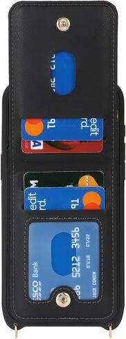 for iPhone 15 Pro Max Wallet Case with Card Holder, for iPhone 15 Pro Max Case Wallet with Strap Credit Card Slot, Crossbody Bag with Zipper Case for iPhone15 Pro Max - Black in Kuwait