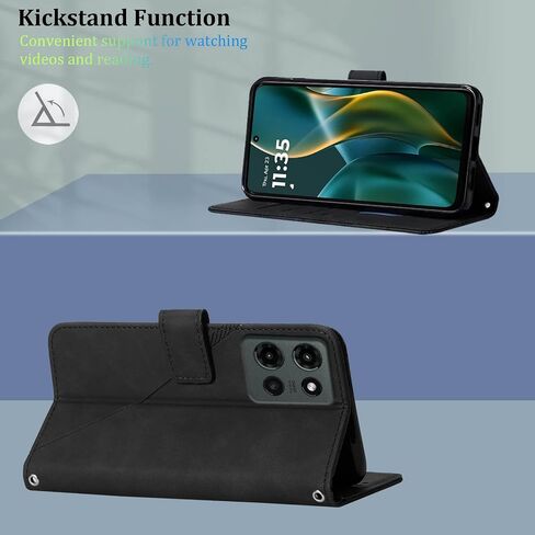 for Moto G 2025 Case Wallet, Card Holder Slots, Wrist Strap, TPU Interior Phone Protective, Stand PU Leather Folio Flip Cases Cover for Moto G - 2025 (Black) in Saudi Arabia