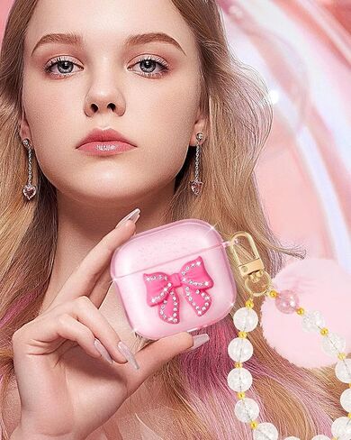 Boaretiu for Airpods 4 Case for Women Girls Girly Cute Kawaii - with Keychain Girlish Stylish Cover Shell for Airpod Case 4th Generation 2024, Ball in Saudi Arabia