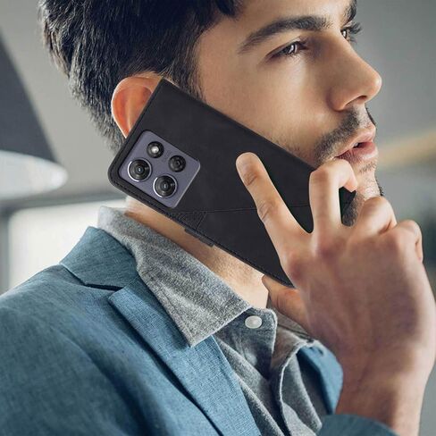 بالنسبة إلى Moto G 2025 محفظة ، فتحات حامل البطاقة ، حزام الرسغ ، حماية الهاتف الداخلي TPU ، قم بغطاء حالات Folio Folio Folio للموت G - 2025 (أسود) in Kuwait