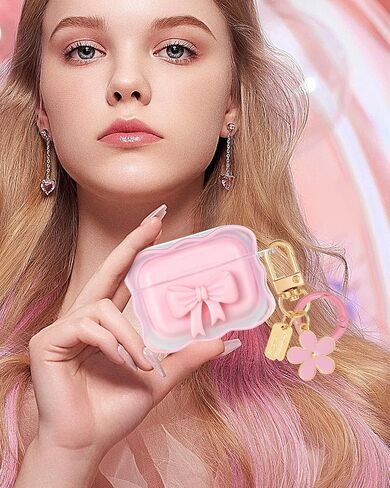 Boaretiu for Airpods 4 Case for Women Girls Girly Cute Kawaii - with Keychain Girlish Stylish Cover Shell for Airpod Case 4th Generation 2024, Ball in Saudi Arabia