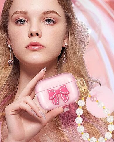 BOARETIU for AirPods 4 CASE for Women Girls Cute Kawaii - مع قذيفة غلاف أنيقة من سلسلة المفاتيح لـ Airpod Case 4th Generation 2024 ، Ball in Kuwait