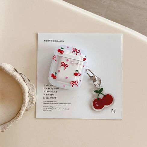 JANDM for AirPods Pro 2nd Case with Cherry Keychain,Shockproof Lovely Clear Cute Bowknot Cherry Design Case with Keychain for AirPods Pro 2nd in Saudi Arabia