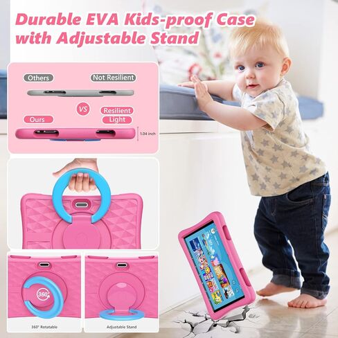Kids Tablet, 10 inch HD Android 12 Toddler Tablets, Quad Core 1.8Ghz, 2GB DDR4, 7000mAh Battery, Dual Box Speakers, Parental Controls Games Learning Apps, EVA Shockproof Case in Saudi Arabia