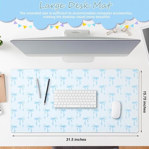 Pink Bows Mouse Pads Cute Kawaii Mouse Pad LargPreppy Trendy Computer Desk Mat for Laptop with Non-Slip Rubber Base Mouse Pad Office Desk Accessories Decor for Women, 31.5 x 15.75 Inches in Kuwait