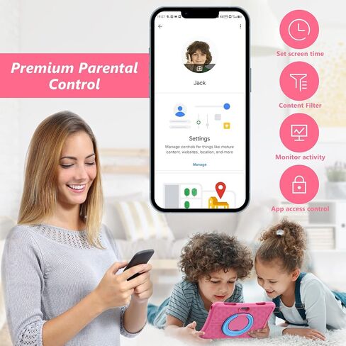 Kids Tablet, 10 inch HD Android 12 Toddler Tablets, Quad Core 1.8Ghz, 2GB DDR4, 7000mAh Battery, Dual Box Speakers, Parental Controls Games Learning Apps, EVA Shockproof Case in Saudi Arabia
