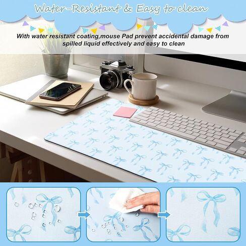 Pink Bows Mouse Pads Cute Kawaii Mouse Pad LargPreppy Trendy Computer Desk Mat for Laptop with Non-Slip Rubber Base Mouse Pad Office Desk Accessories Decor for Women, 31.5 x 15.75 Inches in Kuwait