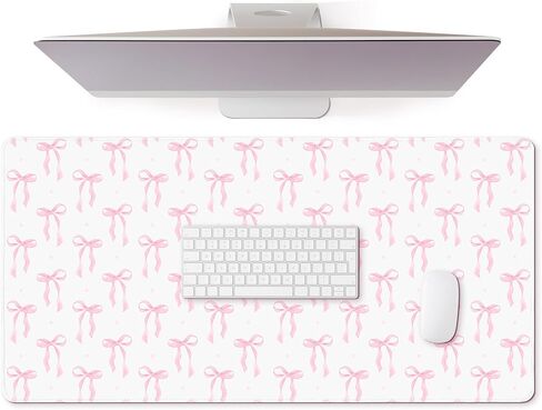 Pink Bows Mouse Pads Cute Kawaii Mouse Pad LargPreppy Trendy Computer Desk Mat for Laptop with Non-Slip Rubber Base Mouse Pad Office Desk Accessories Decor for Women, 31.5 x 15.75 Inches in Kuwait