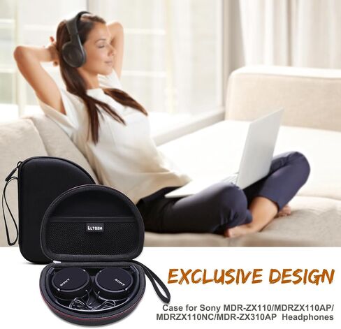 LTGEM Case Compatible with Sony MDR-ZX110 / MDRZX110AP / MDRZX110NC / MDR-ZX310AP ZX Series Wired On-Ear Headphones, Black+Grey(Case Only) in Saudi Arabia
