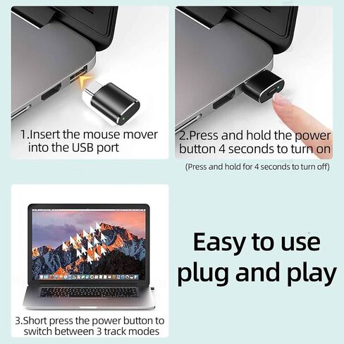 Mouse Jiggler USB C Port ، Mouse Mouse Mouse Auto Mouse Auto Mouse ، مع مفتاح التشغيل/إيقاف تشغيله ، واختيار متعدد الأطوار ، وسدادات خالية من السائق والتشغيل in Kuwait