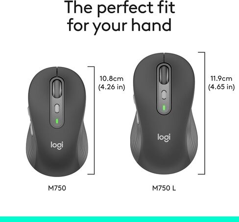 Logitech Signature Plus M750 Wireless Mouse - SmartWheel, Bluetooth, Multi Device, 24-Month Battery, Silent Clicks, Custom Buttons, Contoured Shape - Graphite (Renewed) in Saudi Arabia