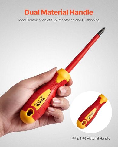 VEVOR Insulated Screwdriver Set, 11-Piece Professional Electrical Screwdriver Set, 1000V Insulated Electrician Tool Set, with Magnetic Phillips Slotted Pozi Tips, Voltage Tester, for Electricians in Kuwait