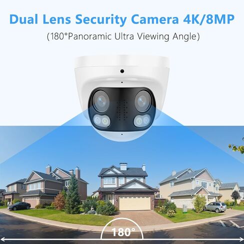 4K 8MP 180 Degree Dual Lens PoE IP Security Camera (Dome) | 2 Way Talk, Human Detection, SD Card Slot(256GB), Full Color Night Vision, IP66, Compatible with Third-Party NVRs in Saudi Arabia