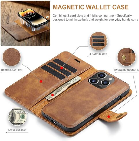 Asuwish Phone Case for iPhone 14 Pro Max 6.7 inch Wallet Magnetic Detachable Cell Cover with Tempered Glass Screen Protector Card Holder iPhone14promax 5G i Phone14Max Plus iPhone14 ProMax Girls Gray in Kuwait