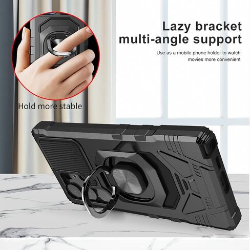 AILiber لـ Samsung Galaxy S23 Ultra Plost Case ، Samsung S23 Ultra 5G Case with Screen Surtector ، Ring Rigstand for Magnetic Car ، in Kuwait