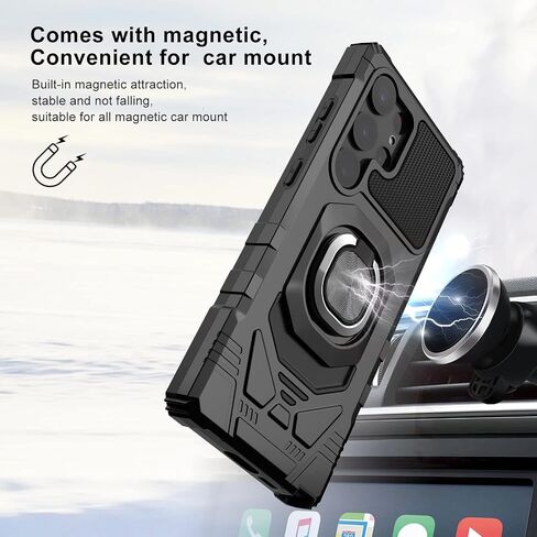 AILiber لـ Samsung Galaxy S23 Ultra Plost Case ، Samsung S23 Ultra 5G Case with Screen Surtector ، Ring Rigstand for Magnetic Car ، in Kuwait