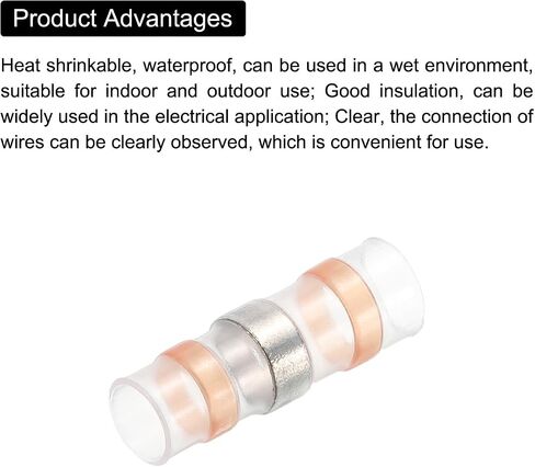 MECCANIXITY Solder Seal Wires Heat Shrink Butt Connectors 100pcs 10-8 AWG Orange Waterproof Wire Crimp for Marine, Cable, Wiring in Saudi Arabia