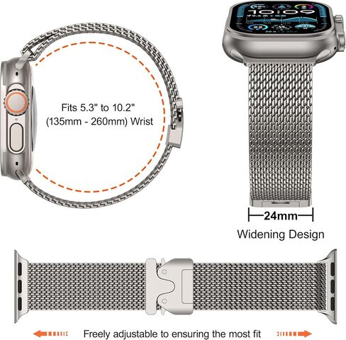 Milanese Mesh Loop Compatible for Apple Watch Band 49mm 46mm 45mm 44mm Men Women, Breathable Replacement Band with Adjustable Parachute-style Buckle for iWatch Ultra 2/Ultra/SE/Series 10/9/8/7/6/5/4 in Saudi Arabia
