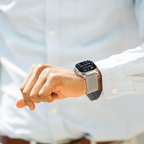 Milanese Mesh Loop Compatible for Apple Watch Band 49mm 46mm 45mm 44mm Men Women, Breathable Replacement Band with Adjustable Parachute-style Buckle for iWatch Ultra 2/Ultra/SE/Series 10/9/8/7/6/5/4 in Saudi Arabia