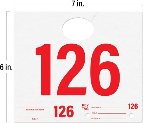 Car Service Tags 1000-1999 | Service Dispatch Numbers Auto Dealer Vehicle Repair Mirror Hang Tags with Numbered Key Tags, 1000 Ct in Kuwait
