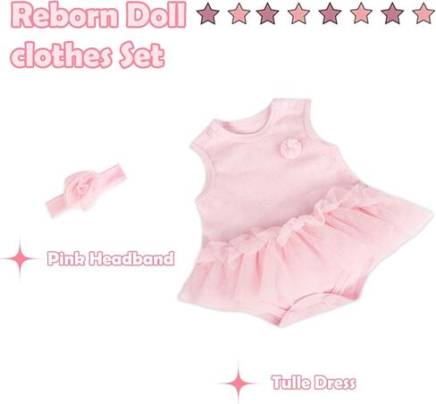 WOOROY 4Pcs Reborn Baby Doll Clothes - 16-20 inch Pink Butterfly Baby Doll Clothes, Perfect for Lifelike Reborn Baby Girls in Saudi Arabia
