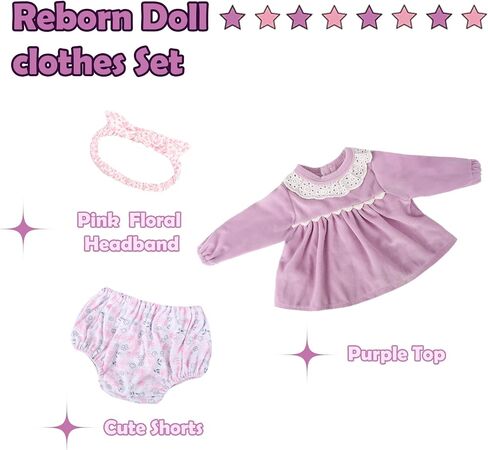 WOOROY 4Pcs Reborn Baby Doll Clothes - 16-20 inch Pink Butterfly Baby Doll Clothes, Perfect for Lifelike Reborn Baby Girls in Saudi Arabia