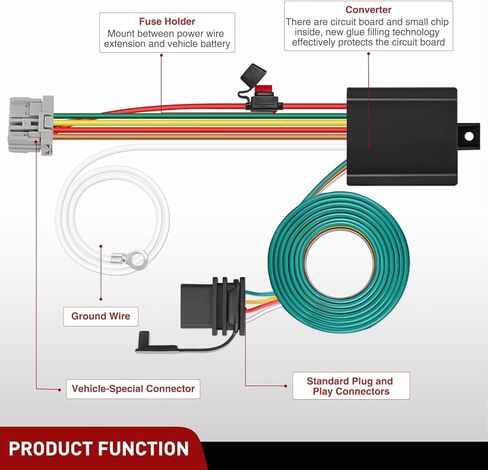 Nilight 4 Pin Trailer Wiring Harness Kit 56161 Vehicle Standard 4 Way Connector Custom for 2005 2006 2007 2008 2009 2010 Honda Odyssey Simple Fit Tow Hitch Harness in Kuwait