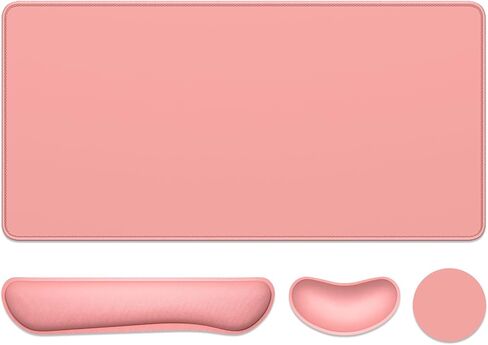 مجموعة وسادة الماوس من لوحة المفاتيح DAPESUOM ، 4pcs ممتدة كبيرة XXL Mousepad + Mouse Wrist Wrist Cushion + Memory Foam لوحة المفاتيح دعم المعصم + كوب كوستر ، Pink 31.5x15.7in لوحة مكتب للمكتب المنزلي in Kuwait