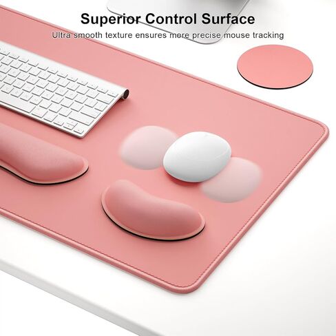 مجموعة وسادة الماوس من لوحة المفاتيح DAPESUOM ، 4pcs ممتدة كبيرة XXL Mousepad + Mouse Wrist Wrist Cushion + Memory Foam لوحة المفاتيح دعم المعصم + كوب كوستر ، Pink 31.5x15.7in لوحة مكتب للمكتب المنزلي in Kuwait