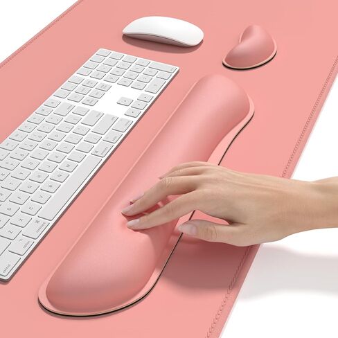 مجموعة وسادة الماوس من لوحة المفاتيح DAPESUOM ، 4pcs ممتدة كبيرة XXL Mousepad + Mouse Wrist Wrist Cushion + Memory Foam لوحة المفاتيح دعم المعصم + كوب كوستر ، Pink 31.5x15.7in لوحة مكتب للمكتب المنزلي in Kuwait